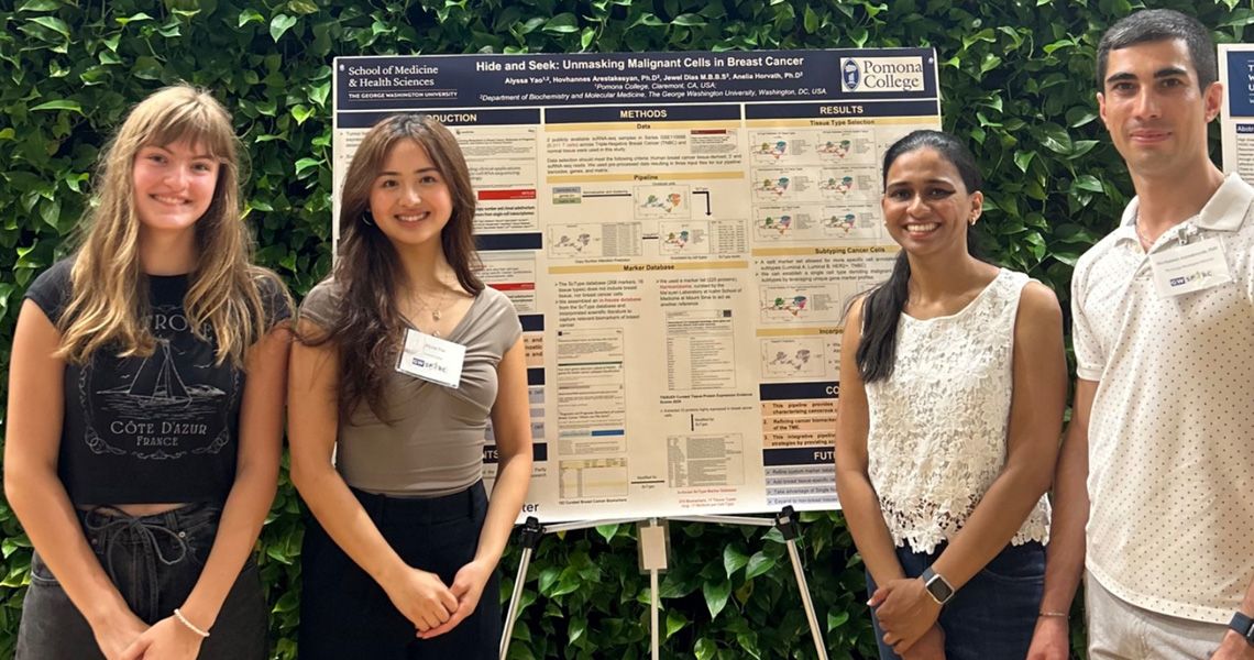 Students standing in front of a poster presentation